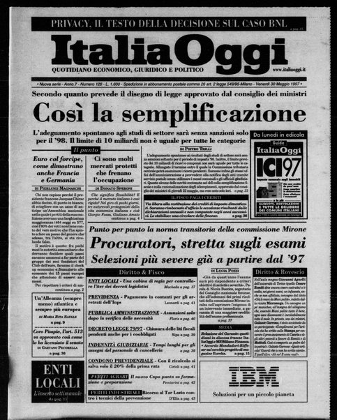 Italia oggi : quotidiano di economia finanza e politica